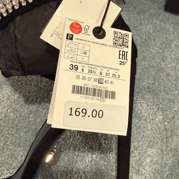 Zara Crystal Strap Black Suede Heels - Picture 11 of 11